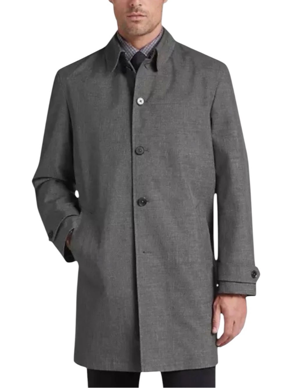 Joseph Abboud Delray Modern Fit Raincoat Charcoal Gray Mid-Length Sz 46 Long